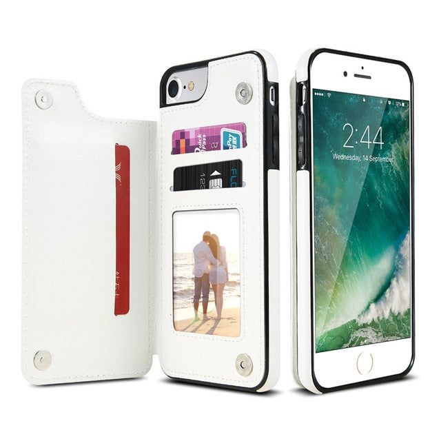 For iPhone 7 Plus / 8 Plus Retro PU Leather Case Multi Card Holders Phone Cases(Brown), For iPhone 7 Plus