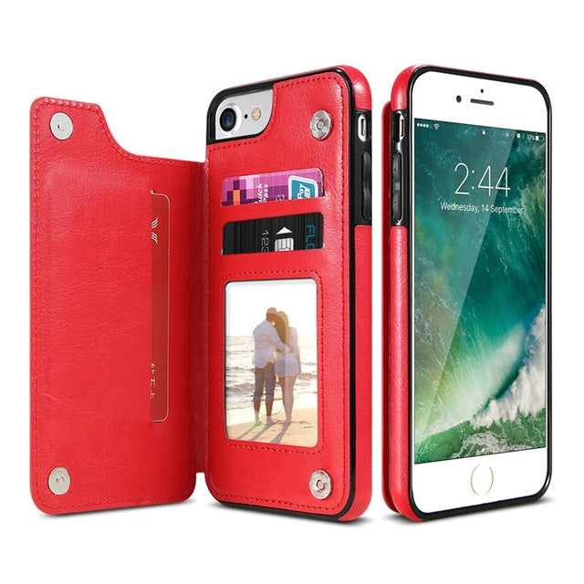 For iPhone 7 Plus / 8 Plus Retro PU Leather Case Multi Card Holders Phone Cases(Brown), For iPhone 7 Plus