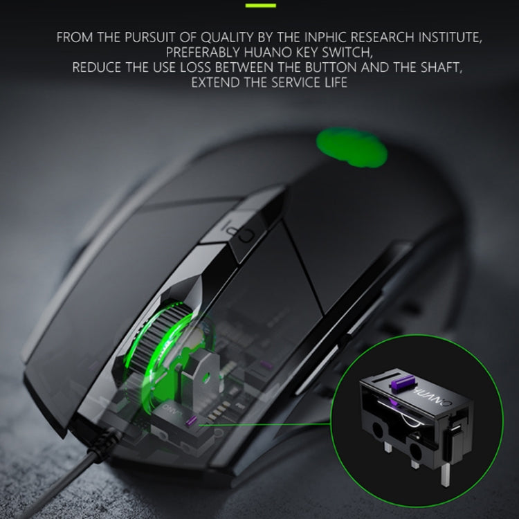 Inphic PW1 Game Mute Macro Definition Illuminated Wired Mouse, Cable Length: 1.5m, Mute Black Business Version, Mute Black Game Version, Mute Titanium Gray Game Version