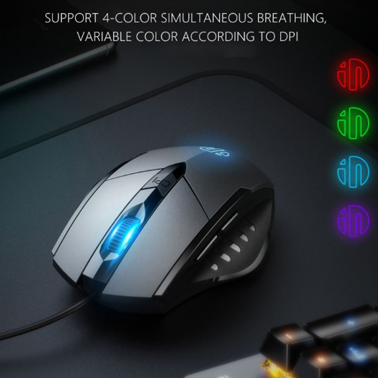Inphic PW1 Game Mute Macro Definition Illuminated Wired Mouse, Cable Length: 1.5m, Mute Black Business Version, Mute Black Game Version, Mute Titanium Gray Game Version