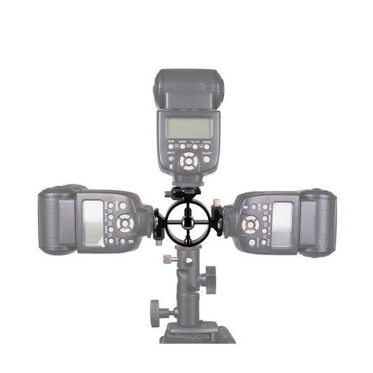 2 PCS Round Field 3 Triple Head Hot Shoe Mount Adapter Flash Holder Bracket Light Stand Holder, Round Triple Heads Bracket