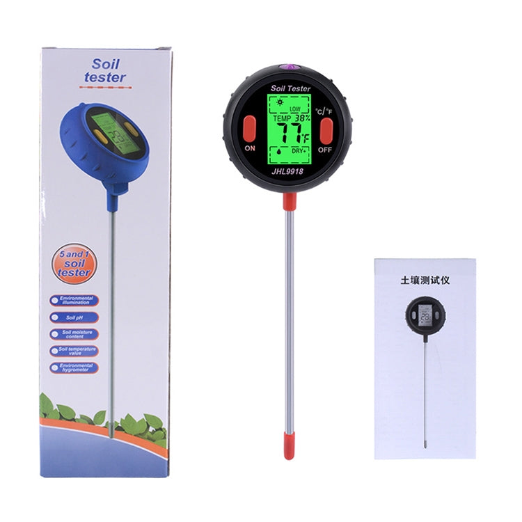 Five-In-One Soil Meter PH Humidity Temperature Photometry Detector PH Photometry Multifunctional Detector, 5 In 1