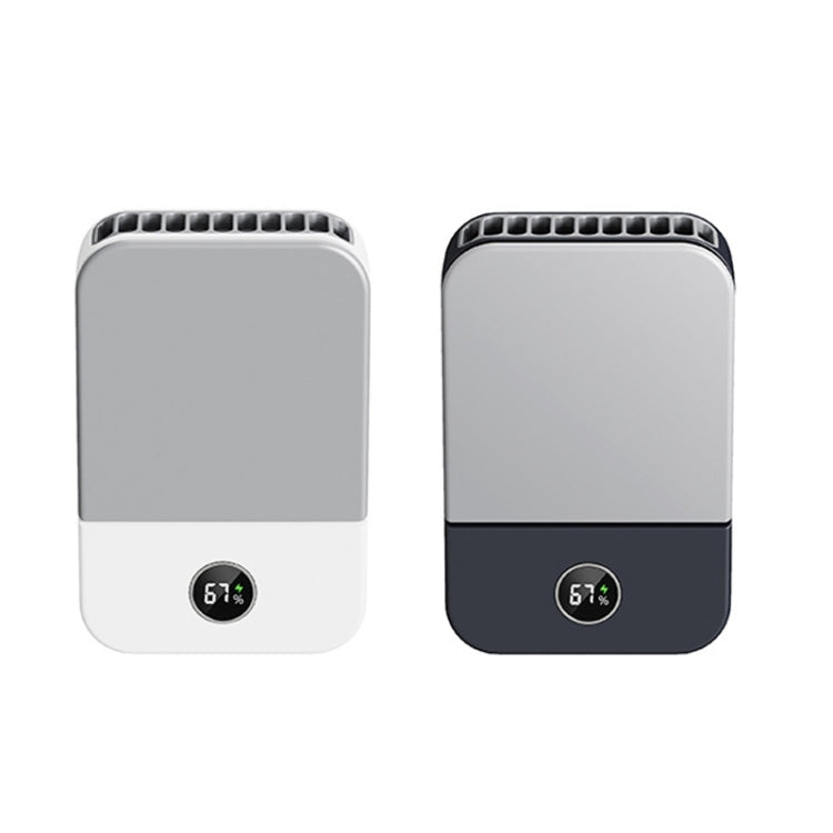 DQ205 Summer Mini Hanging Neck Fan USB Portable Student Silent High Wind Bladeless Fan, White, Tibetan Blue