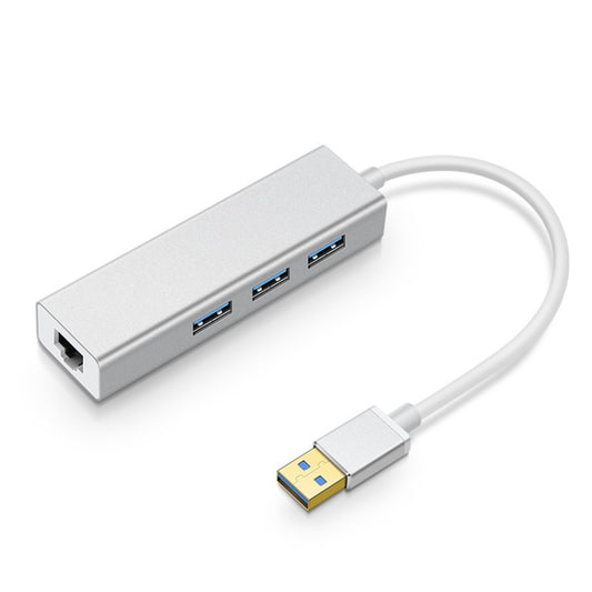 YH-U1009 3 x USB 3.0 + RJ45 to USB 3.0 External Drive-Free HUB for Laptops, Random Color Delivery