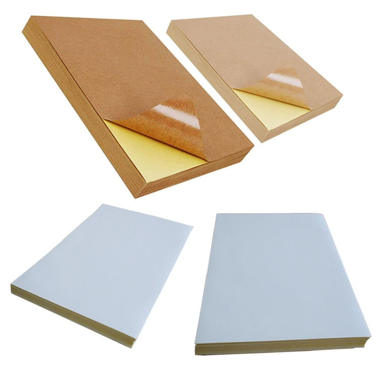 GYNP8081 100 PCS Laser Inkjet Mark Sticker A4 Kraft Paper Self-Adhesive Printing Paper, Dark, Light