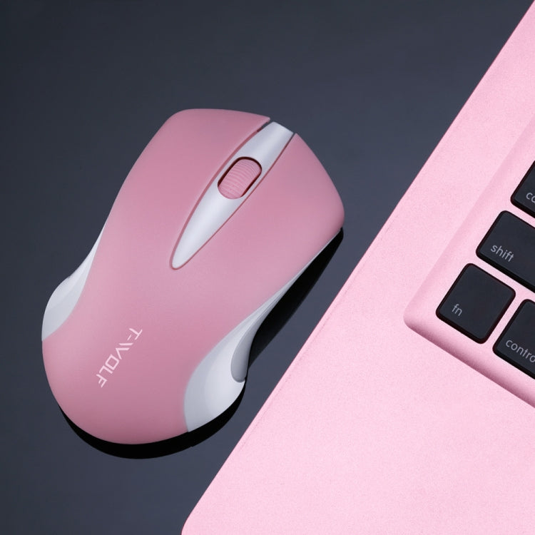 T-WOLF Q2 3-Buttons 1200 DPI 2.4GHz Wireless Mouse, Black, White, Pink