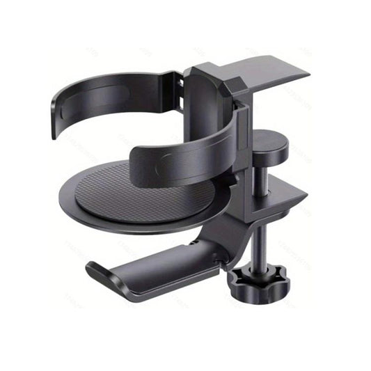 Rotating Cup Holder Headphone Holder Internet Cafe Monitor Headphone Hanger, Black, Moonlight Silver