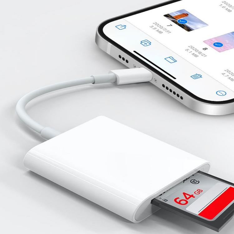 8 Pin to SD / TF Card Reader 2 in 1 Adapter For iPhone / iPad, Cable Length: 9.7cm, SD + TF Slots