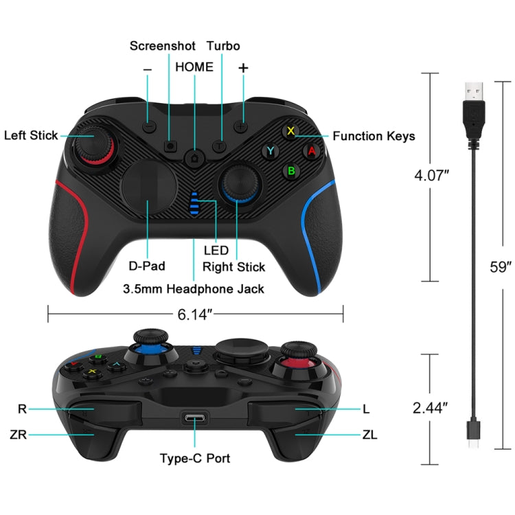 Wireless Gamepad With Wake-Up For Nintendo Switch/Android/IOS/PC, Style:, S818 Green Black