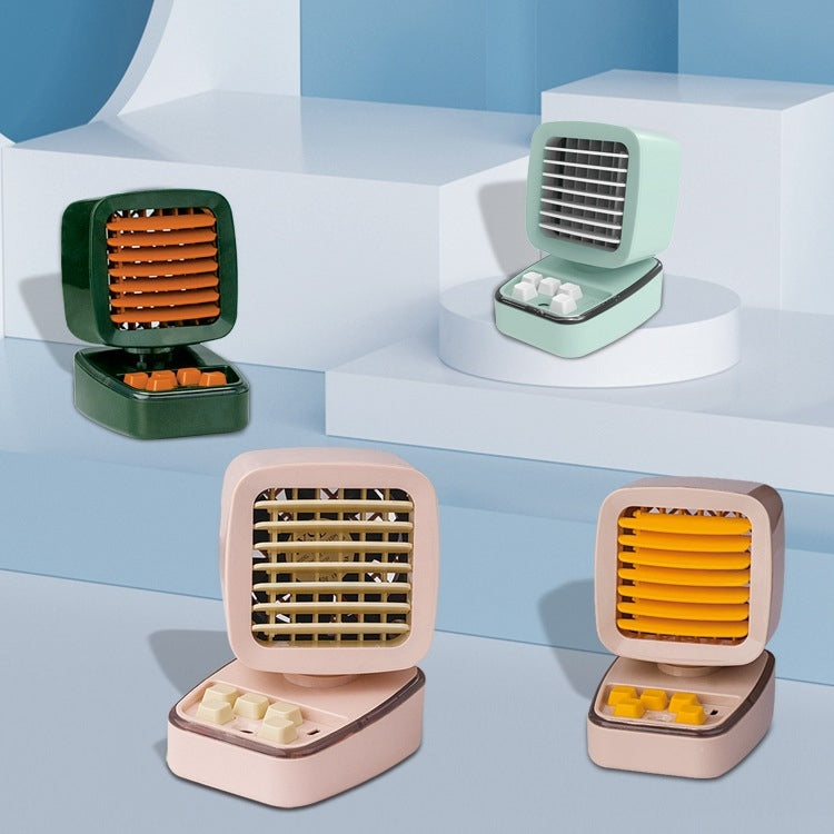A5 Mini Humidifying Refrigeration Air Conditioning Fan USB Home Desktop Water Cooling Fan, Vintage Green, Mint Green, Ivory Camel, Girl Pink