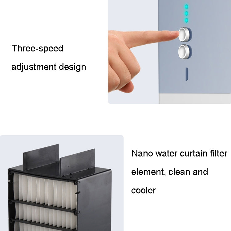 MG -191 Mini Air Cooler Home Dormitory Office Air Conditioning Fan Portable Small Desktop USB Fan, Classic Black, Sky Blue