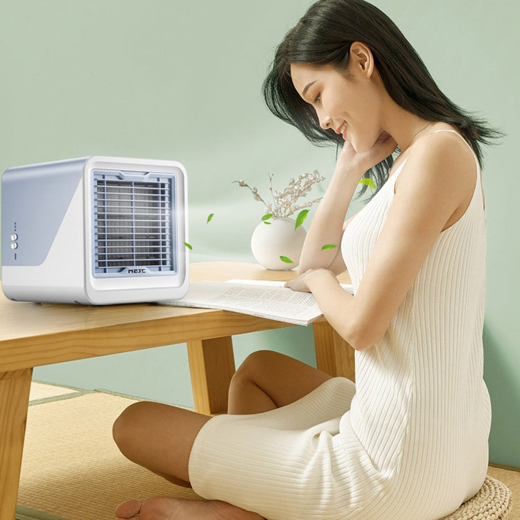 MG -191 Mini Air Cooler Home Dormitory Office Air Conditioning Fan Portable Small Desktop USB Fan, Classic Black, Sky Blue