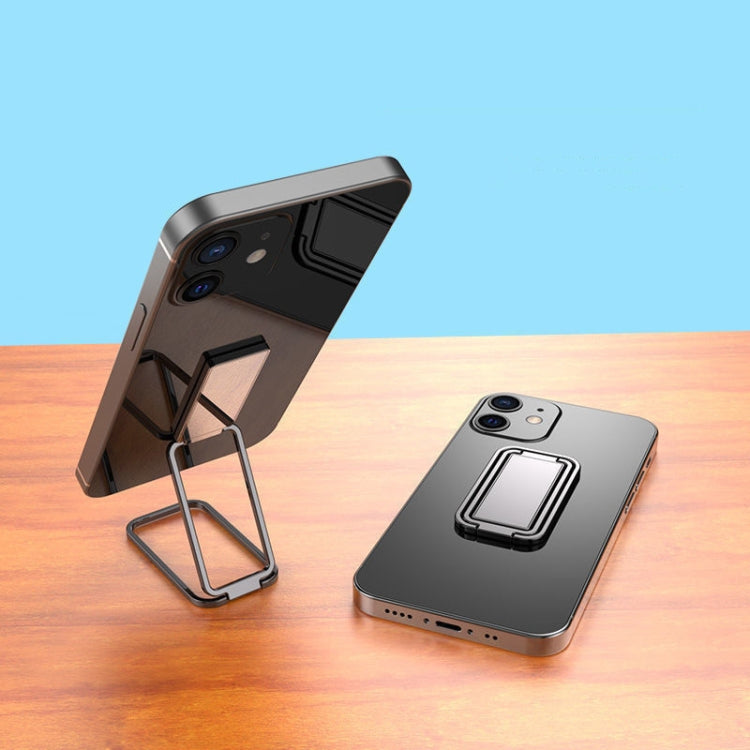 Square Folding Metal Holder Rotating Back Stick Desktop Phone Ring Holder, Square Folding (Rose Gold), Square Folding (Space Silver), Square Folding (Black)