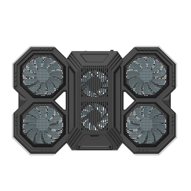 F12 6 Fans USB Semiconductor Computer Radiator Notebook Stand with Phone Holder, Blue Light, Blue Light + RGB Light