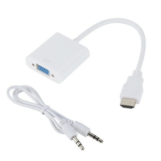 ZHQ008 HD HDMI To VGA Converter with Audio, White, Black