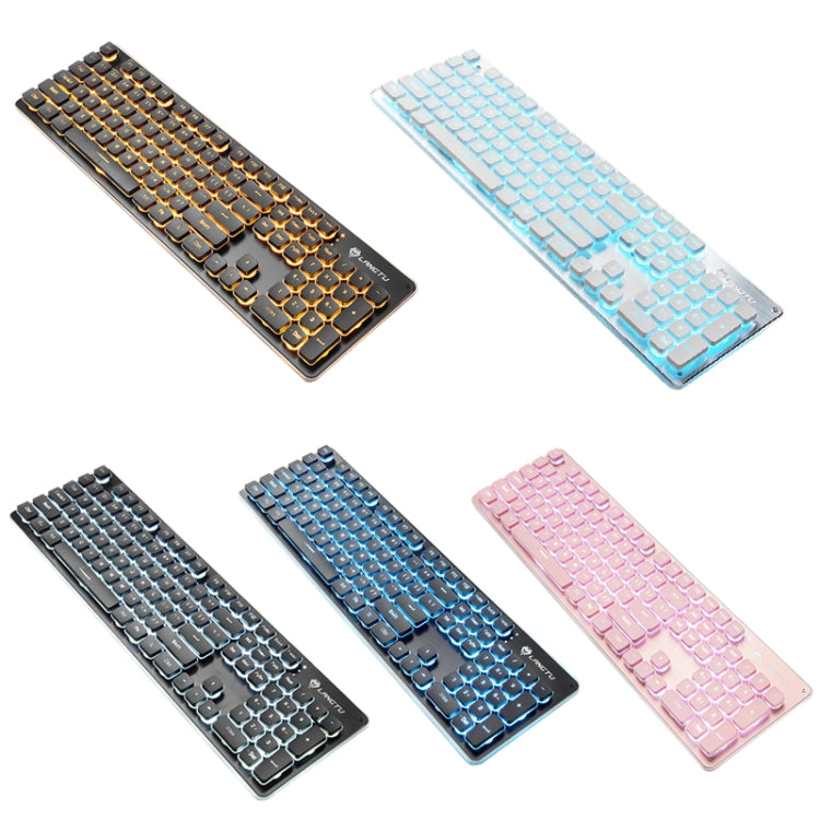 LANGTU L1 104 Keys USB Home Office Film Luminous Wired Keyboard, Cable Length:1.6m, L1 Ice Blue Light Black, L1 White Light Pink, L1 Orange Light Black, L1 Ice Blue Light Silver White