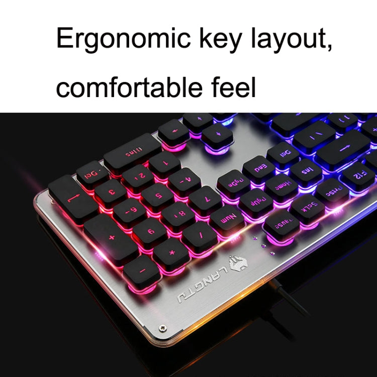 LANGTU L1 104 Keys USB Home Office Film Luminous Wired Keyboard, Cable Length:1.6m, L1 Ice Blue Light Black, L1 White Light Pink, L1 Orange Light Black, L1 Ice Blue Light Silver White