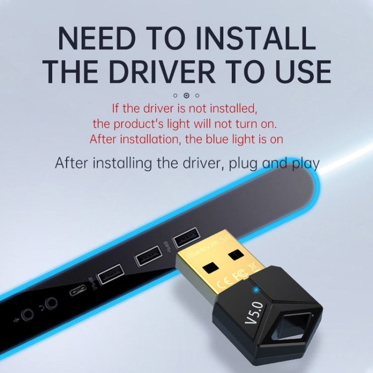 USB Bluetooth Adapter 5.0PC Computer Wireless Audio Receive Transmitter, Color: Black, M25