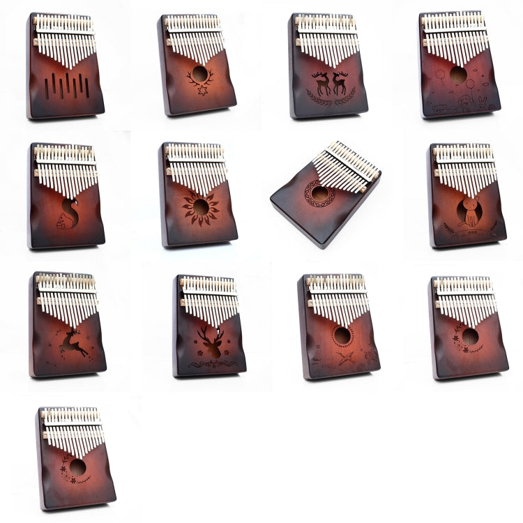 17-tone Radian Design Portable Finger Piano, Flowing Water, Hexagram, Couple Deer, Forest Party, Squirrel, Sun God, Lucky Clouds, Cat, Reindeer, One Deer, Moon Rabbit, Crane in the Cloud, Blooming Flowers