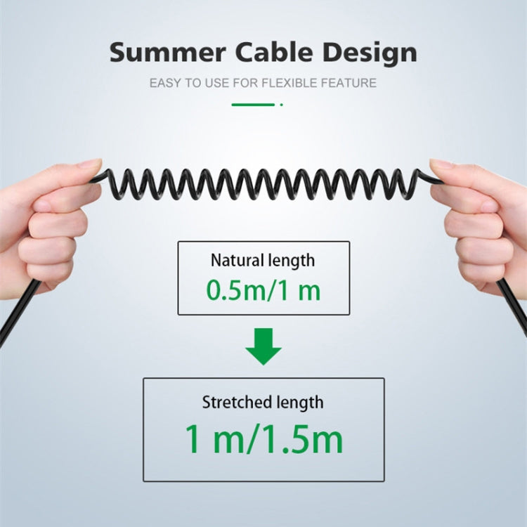 Type-C/USB-C To 3.5mm Male Elbow Spring Car Audio Adapter Cable, Cable Length: 1.5m