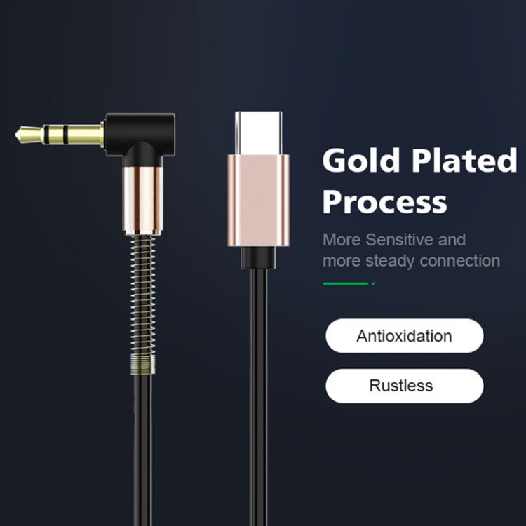 Type-C/USB-C To 3.5mm Male Elbow Spring Car Audio Adapter Cable, Cable Length: 1.5m
