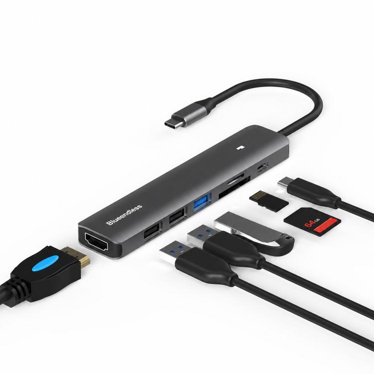 Blueendless Type-C+USB 3.0/2.0+HDMI4K HUB, Specification:, 5 in 1 USB 3.0/2.0, 7 in 1