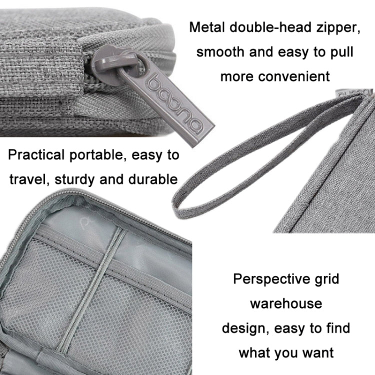 Baona BN-C004 Mini U Disk Headphone Data Cable Storage Bag, Color:, Single Layer (Gray), Single Layer (Black), Double Layer (Gray), Double Layer (Black)