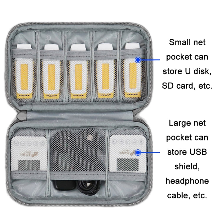 Baona BN-C004 Mini U Disk Headphone Data Cable Storage Bag, Color:, Single Layer (Gray), Single Layer (Black), Double Layer (Gray), Double Layer (Black)