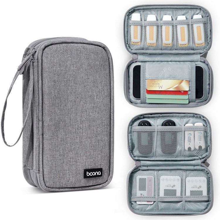 Baona BN-C004 Mini U Disk Headphone Data Cable Storage Bag, Color:, Single Layer (Gray), Single Layer (Black), Double Layer (Gray), Double Layer (Black)
