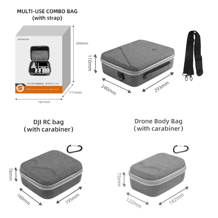 Sunnylife Drone Protective Storage Bag for DJI Mini 3 Pro,Style:, MM3-B392, MM3-B397, MM3-B390, MM3-B391