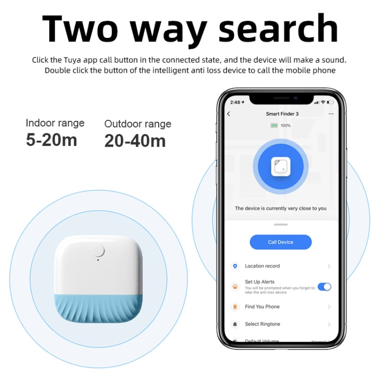 Wallet Key Finder Two Way Bluetooth Intelligent Anti-lost Device, Two Way Bluetooth Blue, Two Way Bluetooth Black, Two Way Bluetooth Pink, Two Way Bluetooth Yellow, Two Way Bluetooth Green