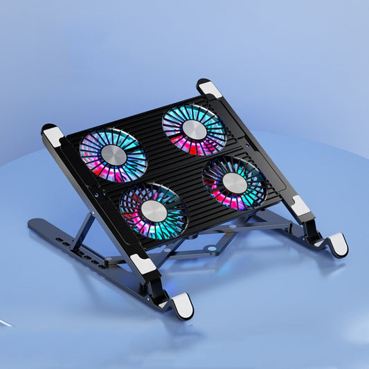 Laptop Radiator Bracket Folding Storage Air-cooled Cooling Base,Style:, Four Fan
