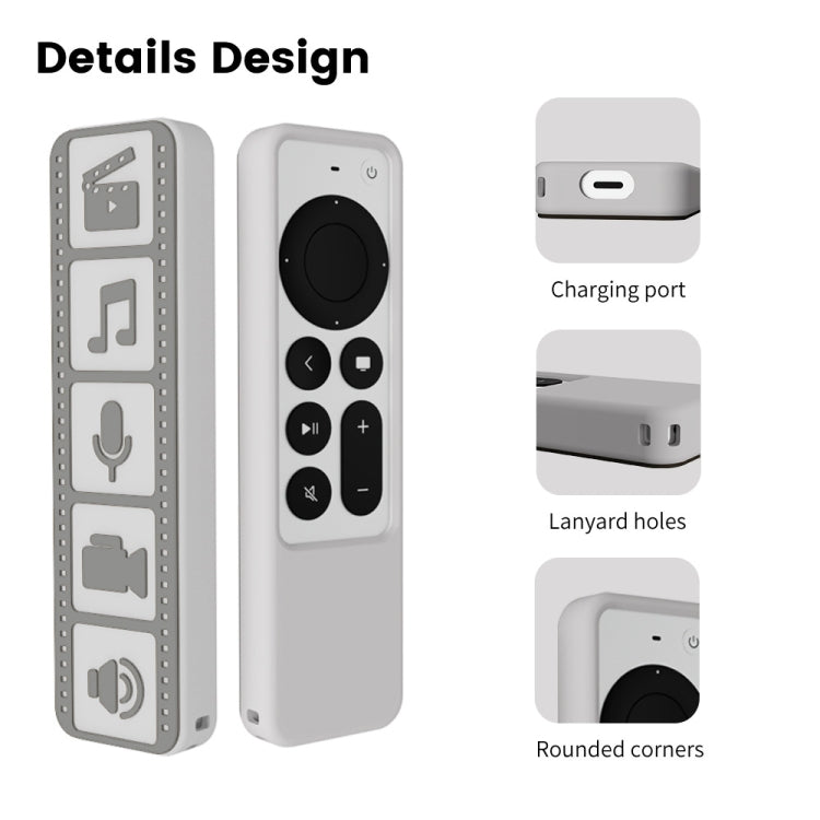 Silicone Remote Controller Waterproof Anti-Slip Protective Cover For Apple TV 4K 2021, (Luminous Color), (Brown), (Black), (Gray White)