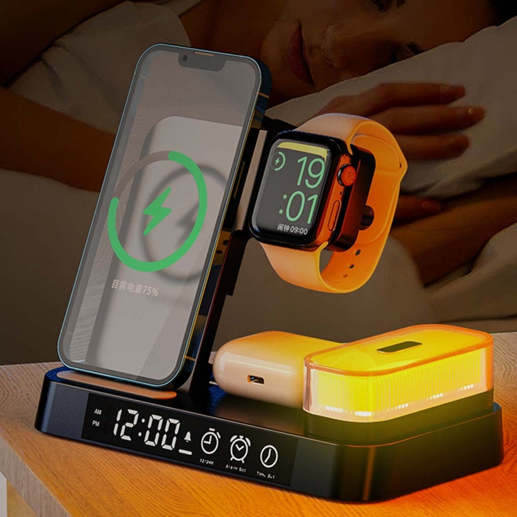 A37 30W 3-in-1 Wireless Charging Phone Stand with RGB Night Light & Alarm Clock Function, A37 30W Black, A37 30W White
