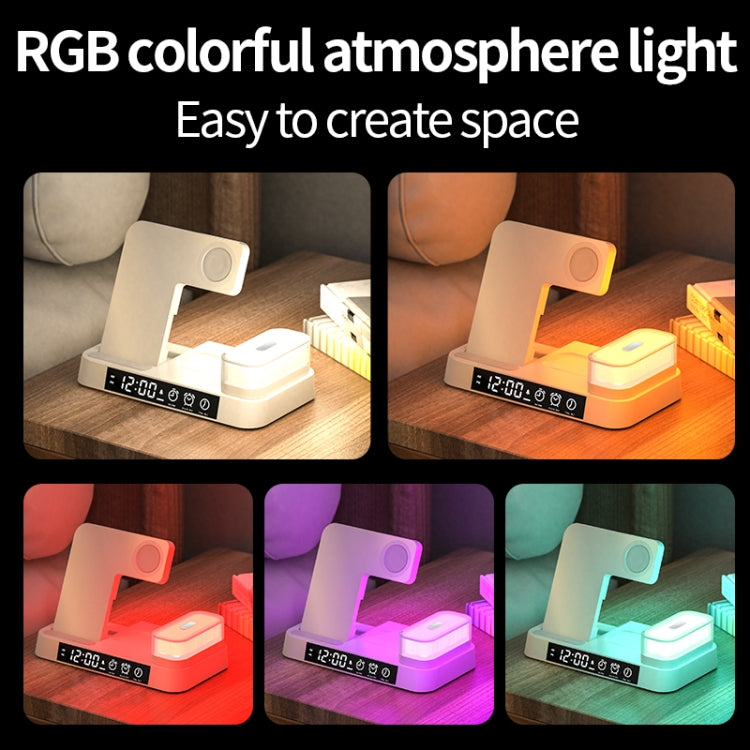 A37 30W 3-in-1 Wireless Charging Phone Stand with RGB Night Light & Alarm Clock Function, A37 30W Black, A37 30W White