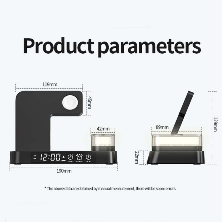 A37 30W 3-in-1 Wireless Charging Phone Stand with RGB Night Light & Alarm Clock Function, A37 30W Black, A37 30W White