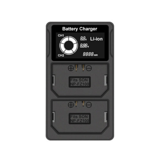 USB LCD Screen Dual Charge Camera Battery Charger