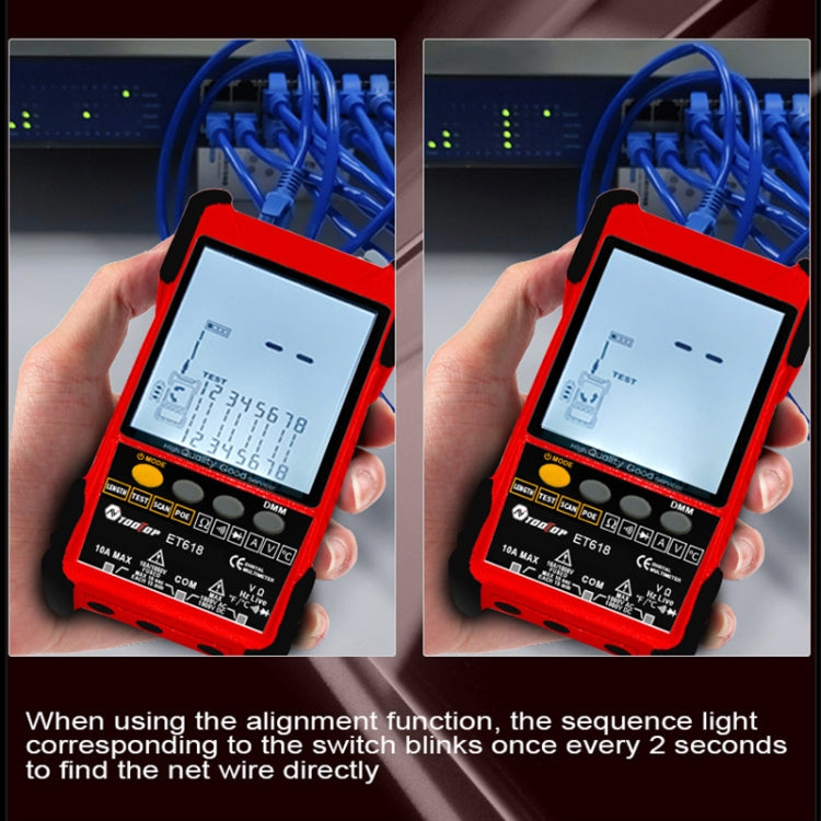 Rechargeable Adjustable Network Cable Tester Wire Tracker POE Cable Tester, ET618 (Red)