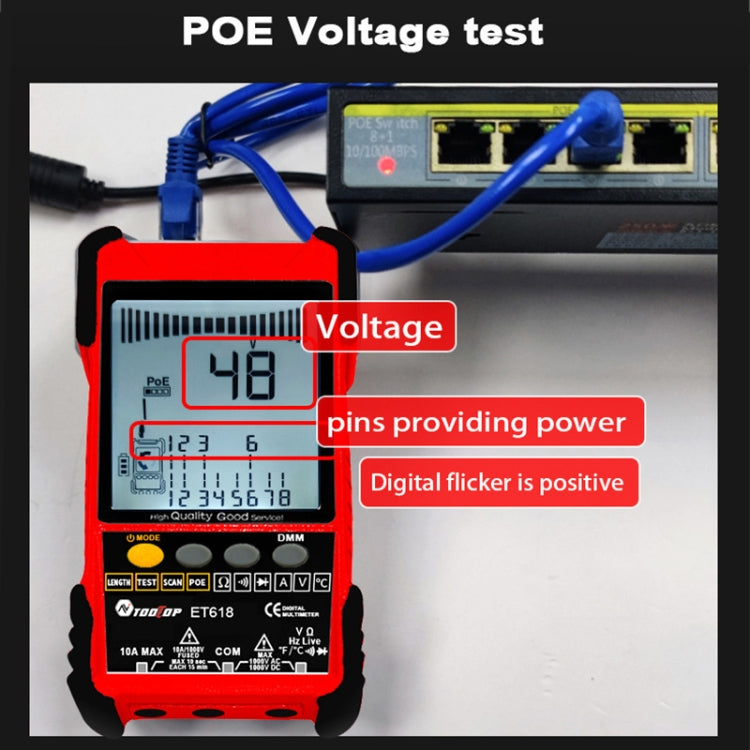 Rechargeable Adjustable Network Cable Tester Wire Tracker POE Cable Tester, ET618 (Red)