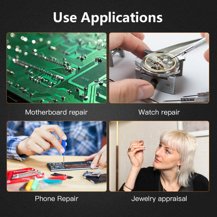 9892H-1  8x / 15x / 23x  2LED Head-mounted Magnifier Watch Repair Glasses Type Magnifier