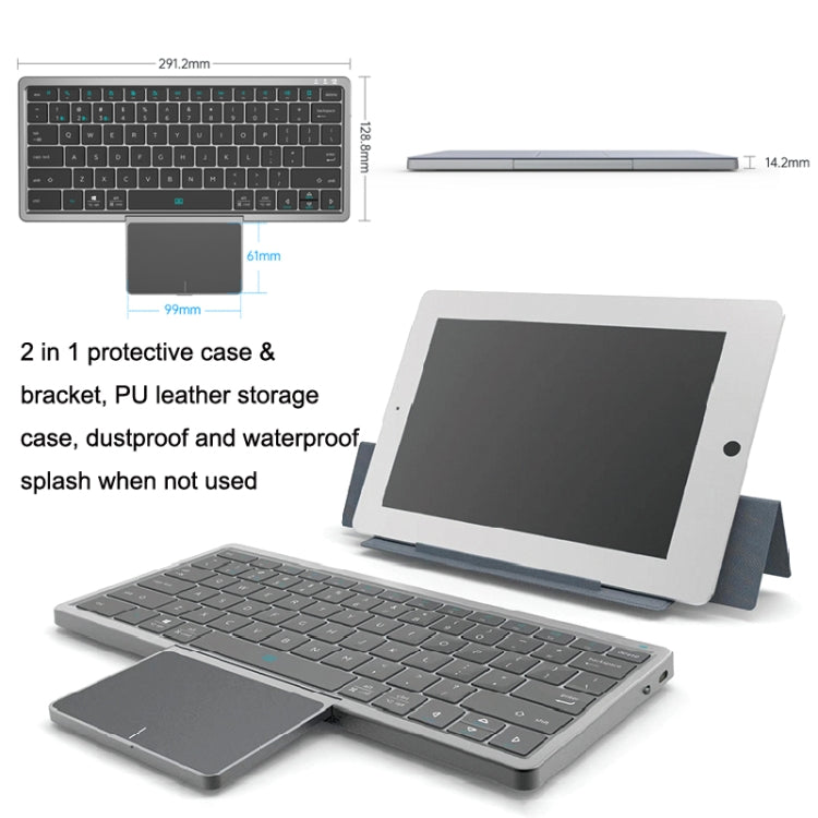 KF7800 Hidden Touchpad Portable Tablet Computer Wireless Bluetooth Keypad With PU Leather, KF8700 (Blue), KF8700 (Black), KF8700 (White), KF8700 (Pink)