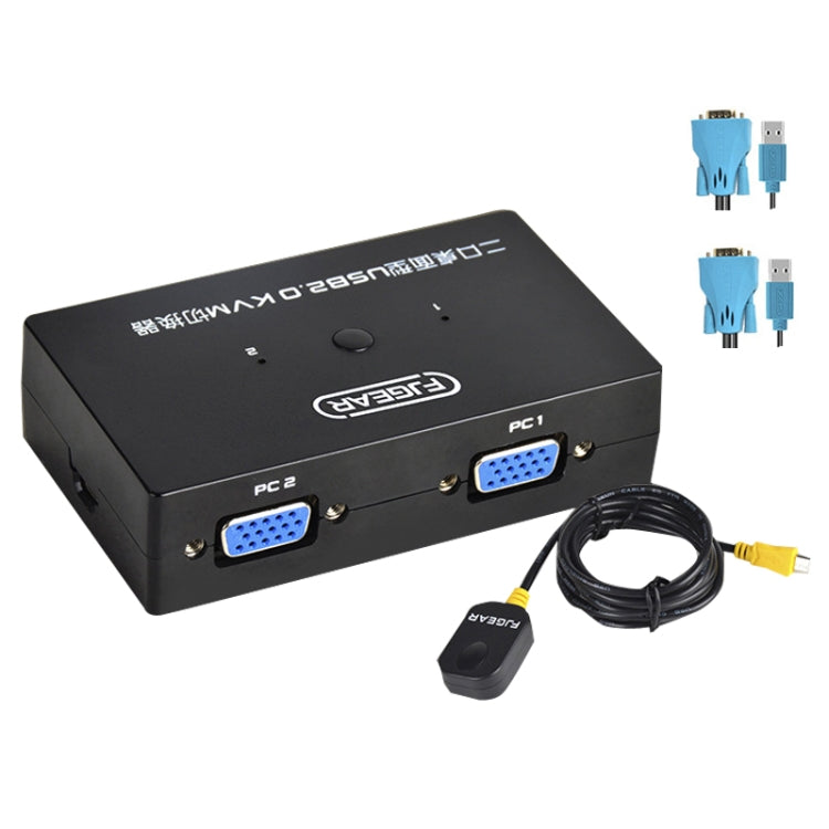FJGEAR FJ-201UK 2 In 1 Out  KVM Switcher With Desktop Controller With Cable, FJ-201UK