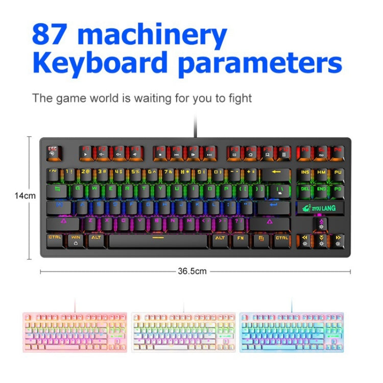 ZIYOULANG K2 87 Keys Office Laptop Punk Glowing Mechanical Wired Keyboard, Cable Length: 1.5m, K2 Pink, K2 Blue, K2 Black, K2 White