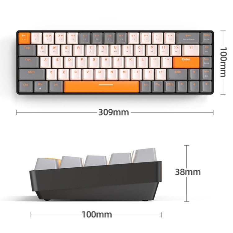 ZIYOU LANG K68 68 Keys Bluetooth Wireless Dual Model Mechanical Keyboard, Style:, Red Shaft Version (Shimmering), Green Shaft Version (Gray), Red Shaft Version (Gray)