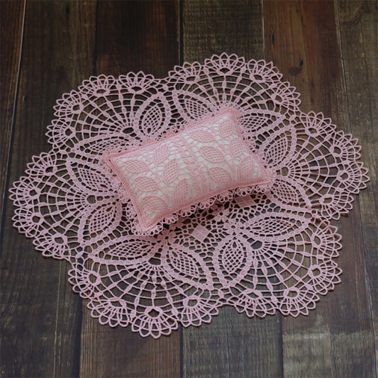 Hollow Lace Round Blanket + Pillow Suit Baby Photography Props, Blanket Suit(Pink), Blanket Suit(Light Blue), Blanket Suit(Light Green), Blanket Suit(Khaki), Blanket Suit(Beige), Blanket Suit(White)