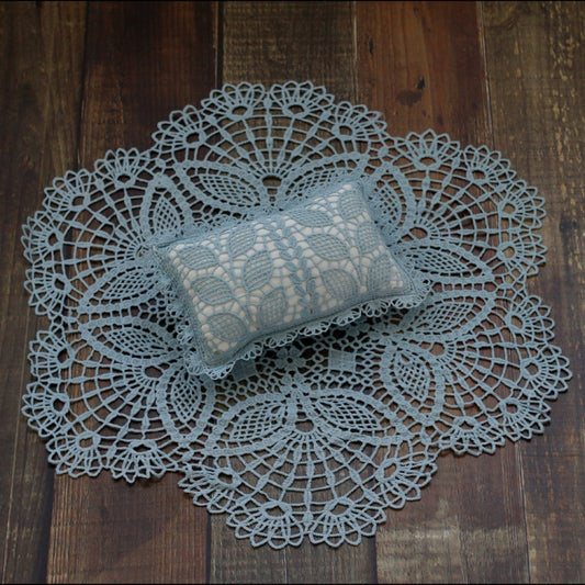 Hollow Lace Round Blanket + Pillow Suit Baby Photography Props, Blanket Suit(Light Blue), Blanket Suit(Light Green), Blanket Suit(Khaki), Blanket Suit(Beige), Blanket Suit(White), Blanket Suit(Pink)