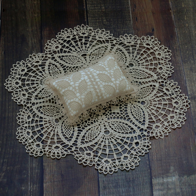 Hollow Lace Round Blanket + Pillow Suit Baby Photography Props, Blanket Suit(Light Blue), Blanket Suit(Light Green), Blanket Suit(Khaki), Blanket Suit(Beige), Blanket Suit(White), Blanket Suit(Pink)