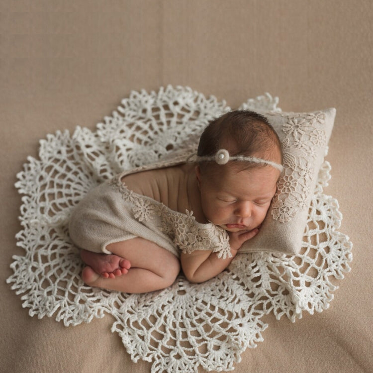 Hollow Lace Round Blanket + Pillow Suit Baby Photography Props, Blanket Suit(Light Blue), Blanket Suit(Light Green), Blanket Suit(Khaki), Blanket Suit(Beige), Blanket Suit(White), Blanket Suit(Pink)