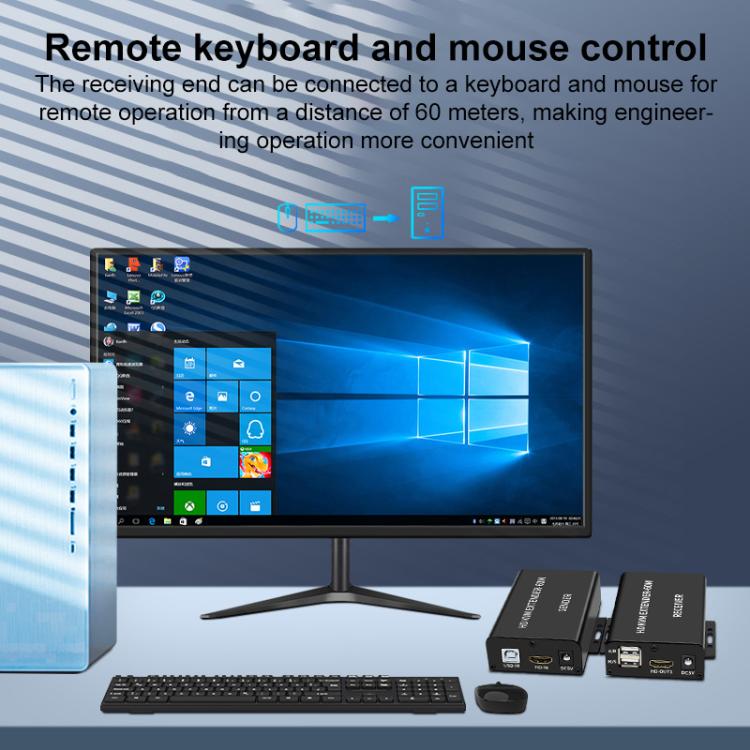 BW-HKE60A HDMI 60m KVM With USB Extender Support POE Single-End Power Supply With US Plug, BW-HKE60A