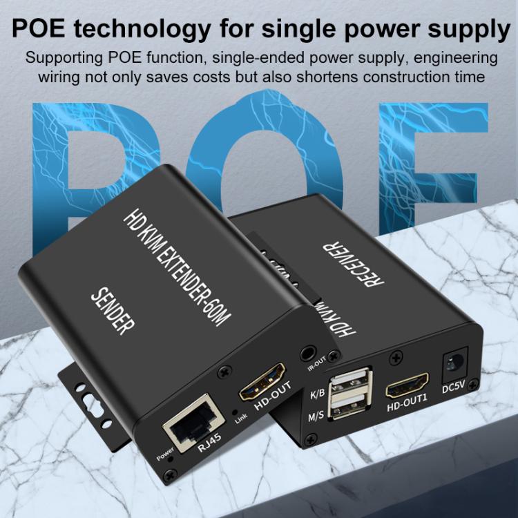 BW-HKE60A HDMI 60m KVM With USB Extender Support POE Single-End Power Supply With US Plug, BW-HKE60A